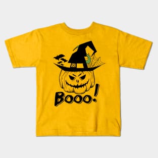 Funny Halloween With Pumpkin That Says Boo On It Halloween Costumes For Women Kids T-Shirt